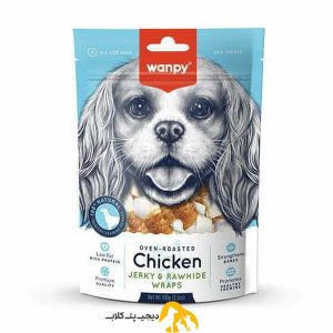 تشویقی سگ ونپی با طعم مرغ و پوست خام Chicken Jerky & Rawhide Wraps