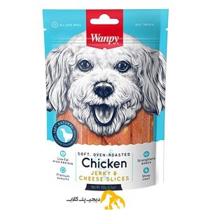 تشویقی سگ ونپی مدل chicken jerky cheese slices وزن 100 گرم