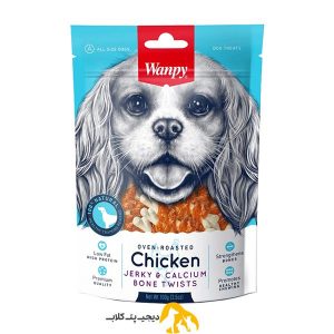 تشویقی سگ ونپی مدل chicken jerky & calcium bone twists وزن 100 گرم